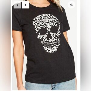 Chaser Wild Skull T-shirt‎ Black Women’s Size Medium  Animal Print Skull Face